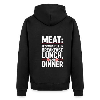 Ernährung Auf Fleischfresser-ernährung Auf Der - Unisex Premium Bio Zip Hoodie - Schwarz - Hinten - Nico (187cm)