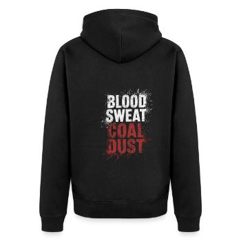 Kohlebergmann Untertagebau Schutzhelmarbeiter - Unisex Premium Bio Zip Hoodie - Schwarz - Hinten - Nico (187cm)