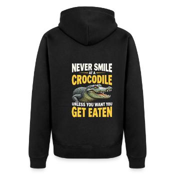 Alligator Crocodile Reptile Enthusiast Swamp - Unisex Premium Organic Zip Hoodie - black - Back - Nico (187cm)