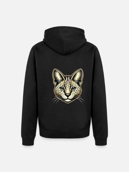Serval Kat Eksotiske Katte Afrikansk Vildkat - Premium økologisk unisex-hættejakke - sort
