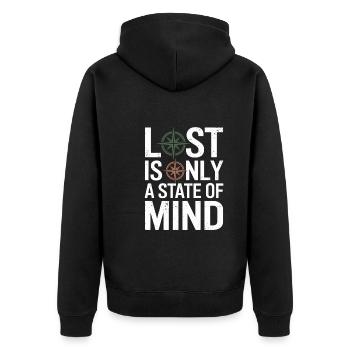 Survival Skills Instruktor Wildnistraining - Unisex Premium Bio Zip Hoodie - Schwarz - Hinten - Nico (187cm)