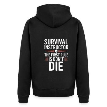 Survival Skills Instruktor Wildnistraining - Unisex Premium Bio Zip Hoodie - Schwarz - Hinten - Nico (187cm)