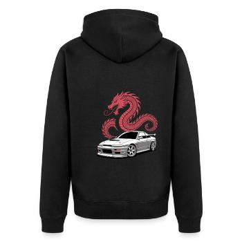 Car drift racing, racing car motorsport drift - Unisex Premium Organic Zip Hoodie - black - Back - Nico (187cm)
