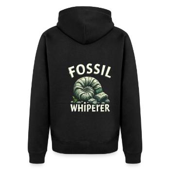 Fossilisierter Ammonitsammler Prähistorisches - Unisex Premium Bio Zip Hoodie - Schwarz - Hinten - Nico (187cm)