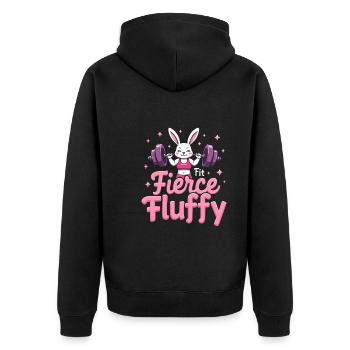 Fitness Bunny Fitness -workout Rabbit Bodybuilding - Unisex Premium Bio Zip Hoodie - Schwarz - Hinten - Nico (187cm)