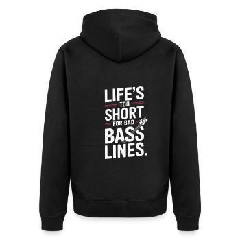 Bass Gitarrist Musiker Gear Funk Rock Jazz - Unisex Premium Bio Zip Hoodie - Schwarz - Hinten - Nico (187cm)
