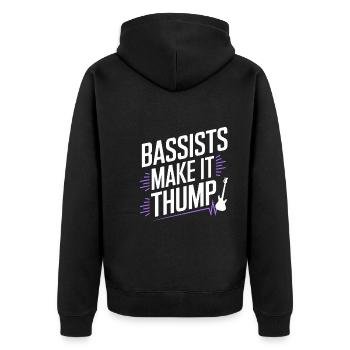 Bass Gitarrist Musiker Gear Funk Rock Jazz - Unisex Premium Bio Zip Hoodie - Schwarz - Hinten - Nico (187cm)