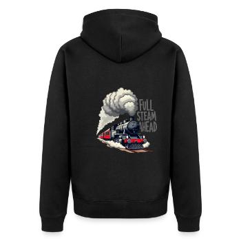 Train Ride -locomotive Adventure - Unisex Premium Organic Zip Hoodie - black - Back - Nico (187cm)