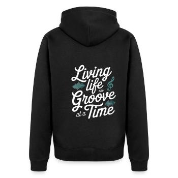Bass Gitarrist Musiker Gear Funk Rock Jazz - Unisex Premium Bio Zip Hoodie - Schwarz - Hinten - Nico (187cm)