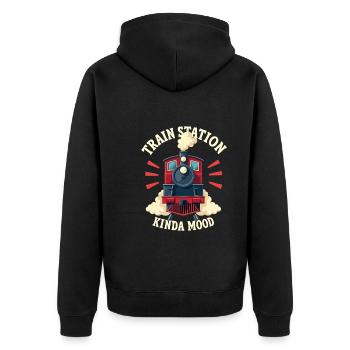 Train Ride -locomotive Adventure - Unisex Premium Organic Zip Hoodie - black - Back - Nico (187cm)