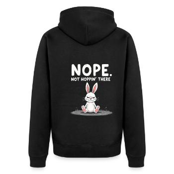Mürrischer Hase Sarkastisches Tierdesign - Unisex Premium Bio Zip Hoodie - Schwarz - Hinten - Nico (187cm)