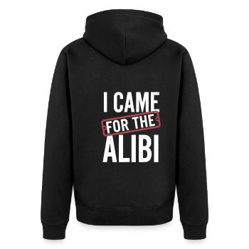 Krimi-dinner-outfit, Party, Tatort - Unisex Premium Bio Zip Hoodie - Schwarz - Hinten - Nico (187cm)