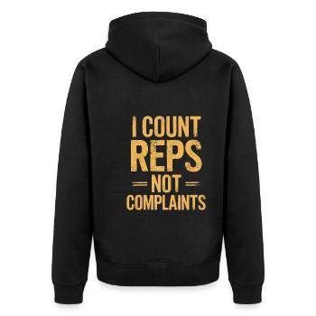 Gewichtheber -coach -krafttrainer Powerlifting - Unisex Premium Bio Zip Hoodie - Schwarz - Hinten - Nico (187cm)