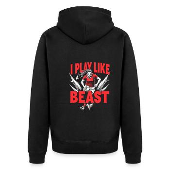 Joueuse de rugby Fan féminine Fan avec - Veste à capuche bio Premium Unisexe - noir - Dos - Nico (187cm)