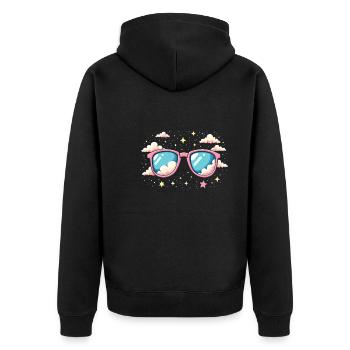 Stylish Specifications Children's Glasses Pride - Unisex Premium Organic Zip Hoodie - black - Back - Nico (187cm)