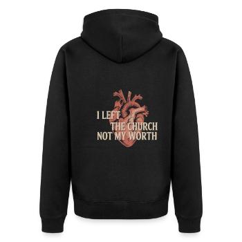 Former religious community survivors - Unisex Premium Organic Zip Hoodie - black - Back - Nico (187cm)