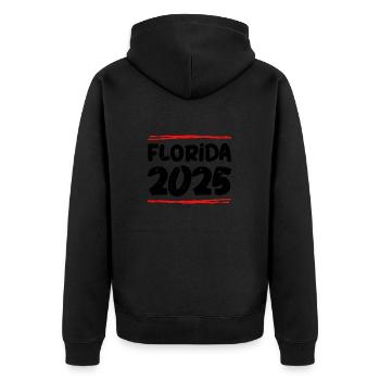 Florida 2025 Spruch - Unisex Premium Bio Zip Hoodie - Schwarz - Hinten - Nico (187cm)
