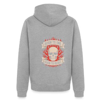 Des personnes âgées tatouées vieillissant fièrement, - Veste à capuche bio Premium Unisexe - gris chiné - Dos - Nico (187cm)