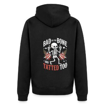 Senioren Mit Tätowierungen, Die Stolz Altern, - Unisex Premium Bio Zip Hoodie - Schwarz - Hinten - Nico (187cm)