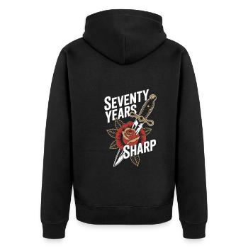 Senioren Mit Tätowierungen, Die Stolz Altern, - Unisex Premium Bio Zip Hoodie - Schwarz - Hinten - Nico (187cm)