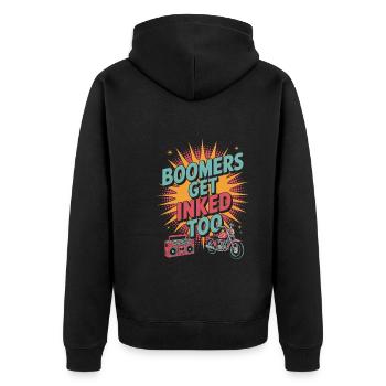 Senioren Mit Tätowierungen, Die Stolz Altern, - Unisex Premium Bio Zip Hoodie - Schwarz - Hinten - Nico (187cm)