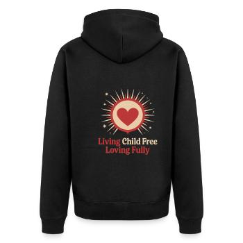 childfree by choice proudly childless - Unisex Premium Organic Zip Hoodie - black - Back - Nico (187cm)