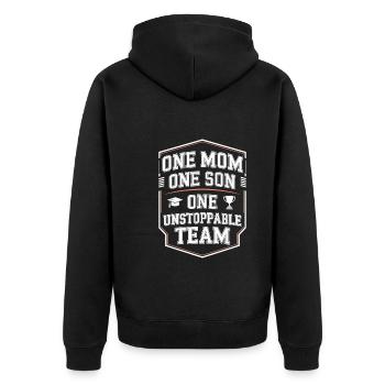 Aufgewachsen Von Einer Königin, Alleinerziehende - Unisex Premium Bio Zip Hoodie - Schwarz - Hinten - Nico (187cm)
