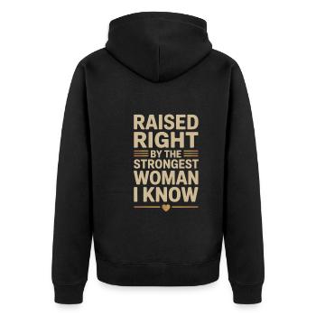 Aufgewachsen Von Einer Königin, Alleinerziehende - Unisex Premium Bio Zip Hoodie - Schwarz - Hinten - Nico (187cm)