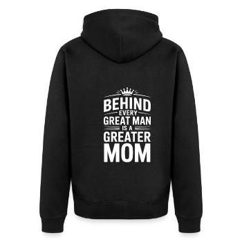Aufgewachsen Von Einer Königin, Alleinerziehende - Unisex Premium Bio Zip Hoodie - Schwarz - Hinten - Nico (187cm)