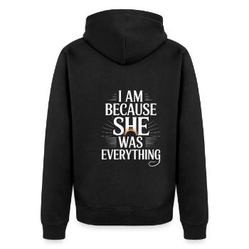 Aufgewachsen Von Einer Königin, Alleinerziehende - Unisex Premium Bio Zip Hoodie - Schwarz - Hinten - Nico (187cm)