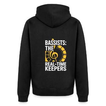Bass Gitarrist Musiker Gear Funk Rock Jazz - Unisex Premium Bio Zip Hoodie - Schwarz - Hinten - Nico (187cm)