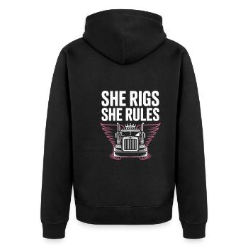 Women In Trucking Female Trucker Pride - Veste à capuche bio Premium Unisexe - noir - Dos - Nico (187cm)