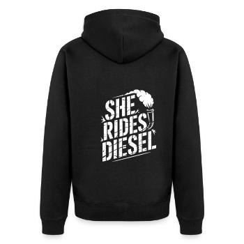 Women In Trucking Female Trucker Pride - Veste à capuche bio Premium Unisexe - noir - Dos - Nico (187cm)