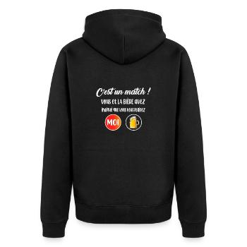 C'est un match ! T-shirt bière homme passion - Veste à capuche bio Premium Unisexe - noir - Dos - Nico (187cm)