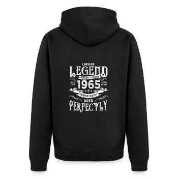 1965 anniversaire vintage né en 1965 - Veste à capuche bio Premium Unisexe - noir - Dos - Nico (187cm)