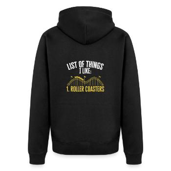 Achterbahn Rollercoaster Freizeitpark - Unisex Premium Bio Zip Hoodie - Schwarz - Hinten - Nico (187cm)