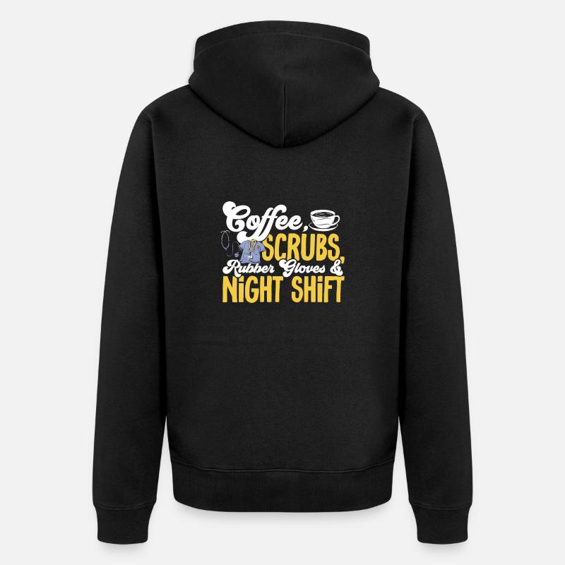 Nachtschicht Krankenschwester - Unisex Premium Bio Zip Hoodie - Schwarz