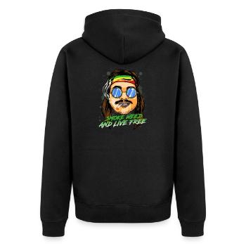 Smoke Weed And Live Free Fan Joint T-shirts | NaKos - Unisex Premium Organic Zip Hoodie - black - Back - Nico (187cm)