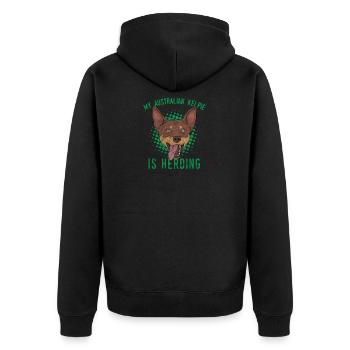 Australian Kelpie - Unisex Premium Bio Zip Hoodie - Schwarz - Hinten - Nico (187cm)