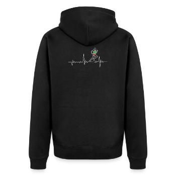 Running Laufen Marathon Läufer Herzschlag Geschenk - Unisex Premium Bio Zip Hoodie - Schwarz - Hinten - Nico (187cm)