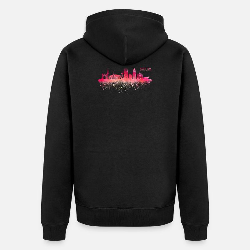 Skyline Barcelona Espagne - Veste à capuche bio Premium Unisexe - noir