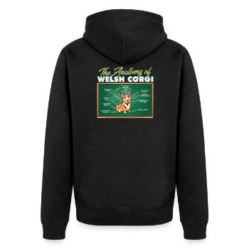 Anatomie d’un Corgi Ier gallois Drôle de Corgi - Veste à capuche bio Premium Unisexe - noir - Dos - Nico (187cm)