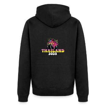 Thailand 2025 Urlaub Palmen - Unisex Premium Bio Zip Hoodie - Schwarz - Hinten - Nico (187cm)