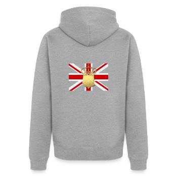 Britischer König Krönung Charles England Flagge - Unisex Premium Bio Zip Hoodie - Grau meliert - Hinten - Nico (187cm)