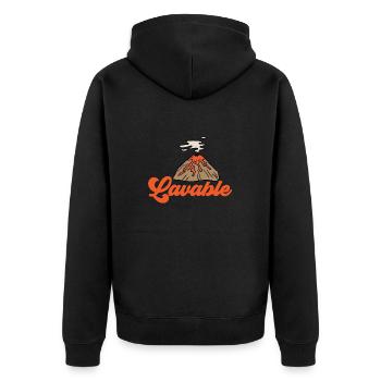 Vulkan Geologie Vulkanologie Lava - Unisex Premium Bio Zip Hoodie - Schwarz - Hinten - Nico (187cm)