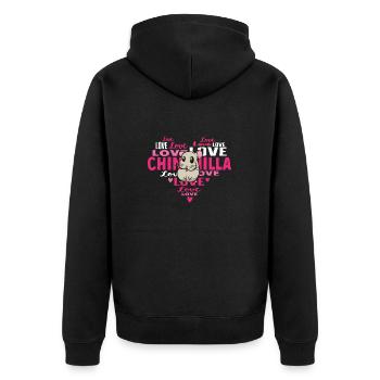 Chinchilla - Unisex Premium Bio Zip Hoodie - Schwarz - Hinten - Nico (187cm)