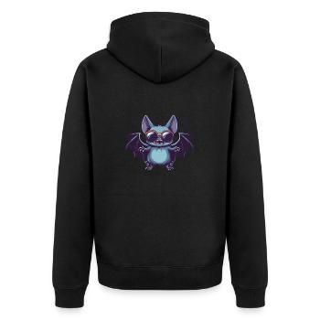 Fledermaus Halloween Cool - Unisex Premium Bio Zip Hoodie - Schwarz - Hinten - Nico (187cm)