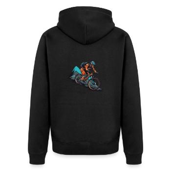 Mountainbiker Sport Mountainbike - Unisex Premium Bio Zip Hoodie - Schwarz - Hinten - Nico (187cm)