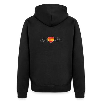 Spanien Herzschlag / Puls Spanische Flagge Spanier - Unisex Premium Bio Zip Hoodie - Schwarz - Hinten - Nico (187cm)