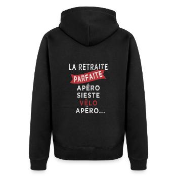 retraite parfaite sieste vélo apero - Veste à capuche bio Premium Unisexe - noir - Dos - Nico (187cm)